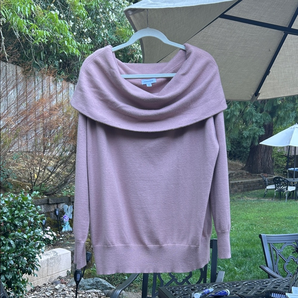 Elegant Pink Cowl Neck Sweater